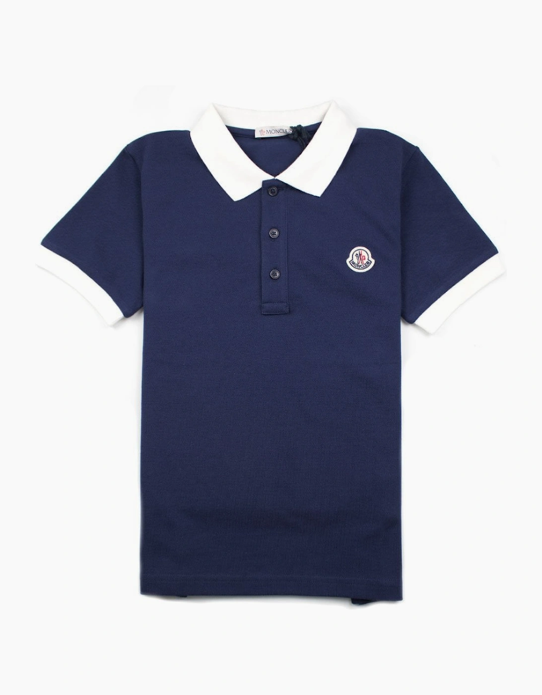 Moncler Junior Contrast Collar Short Sleeve Polo Shirt Blue/White, 3 of 2