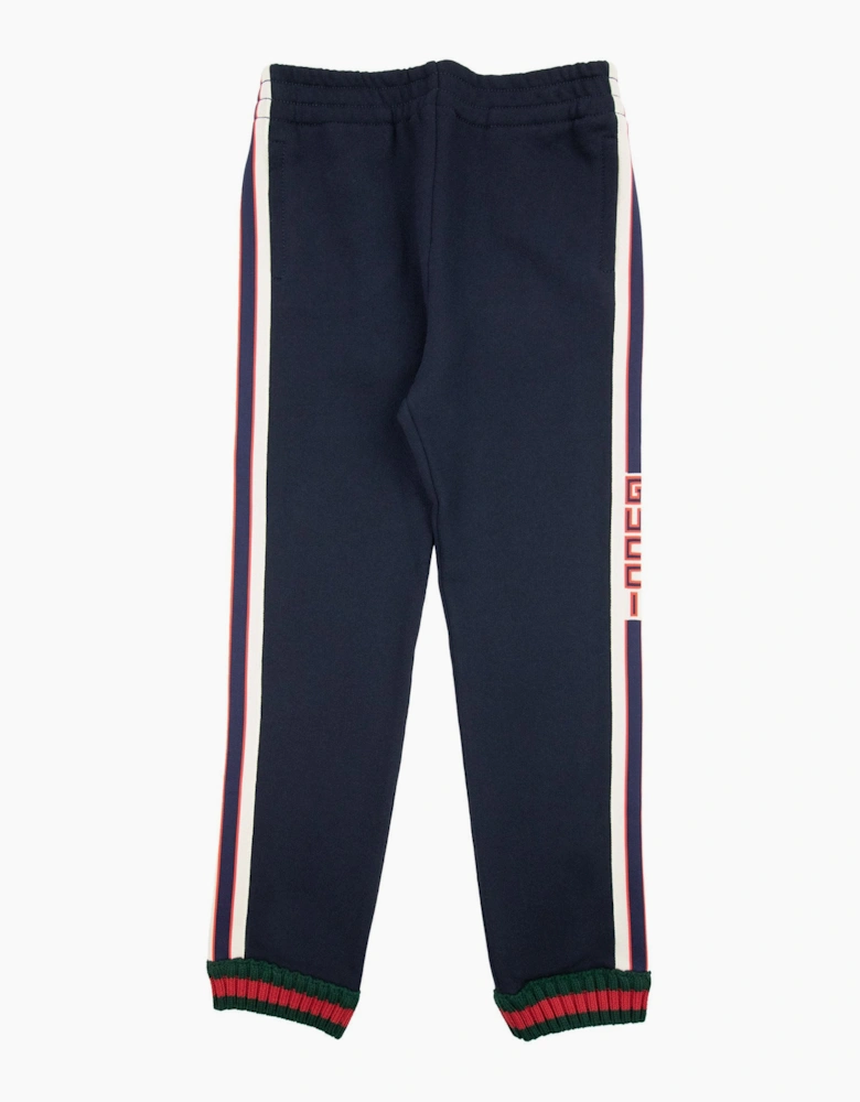 Gucci Junior Jacquard Trim Tracksuit Bottom Navy 4275