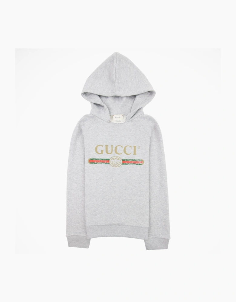 Gucci Junior Logo Print Hooded Sweatshirt Grey 1676