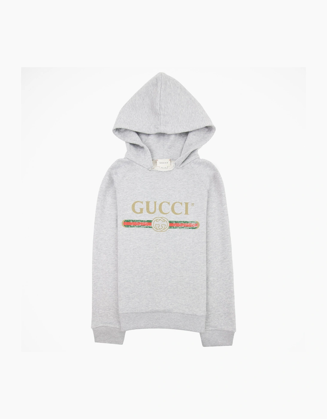 Gucci Junior Logo Print Hooded Sweatshirt Grey 1676