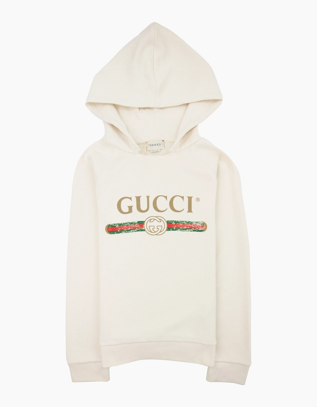 Gucci Junior Logo Print Hoodied Sweatshirt White 9112