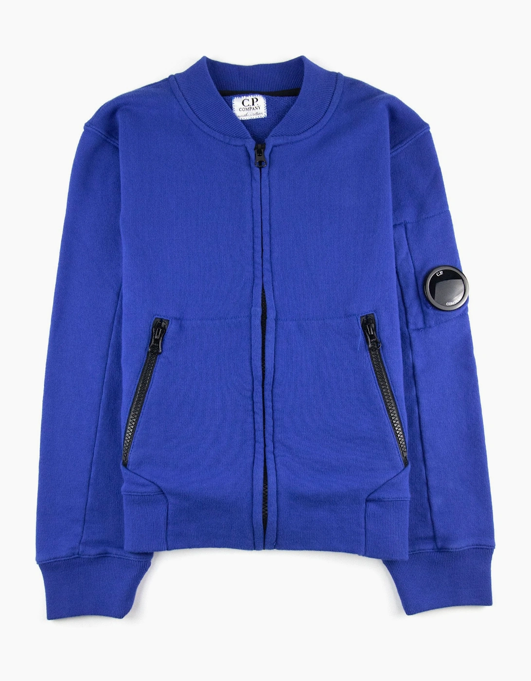 Cp Company Undersixteen Light Fleece Zip Up Bomber Sweatshirt Elec Blue