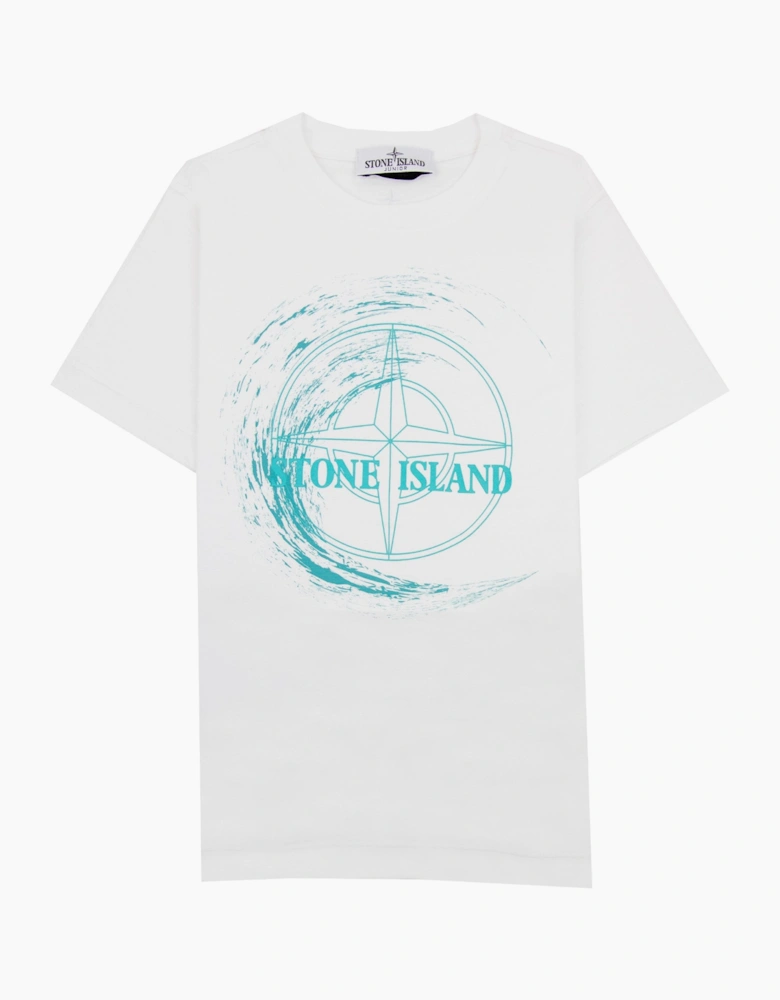 Stone Island Junior 21072 30/1 Surf Two Print T Shirt White V0001
