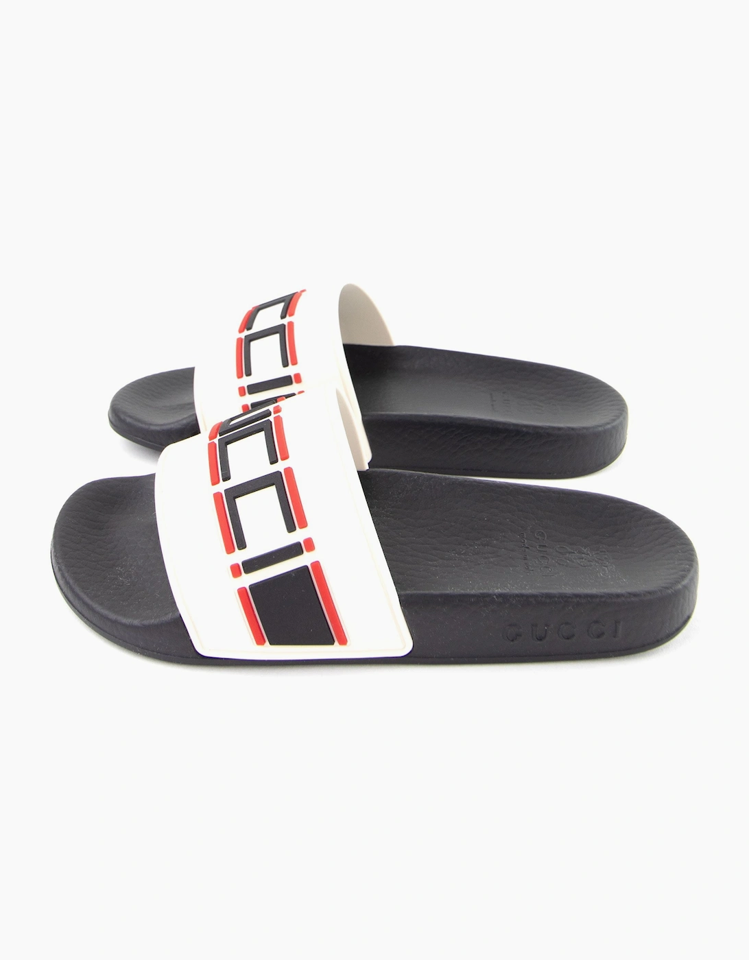 Gucci Junior Stripe Logo Rubber Slide Cream