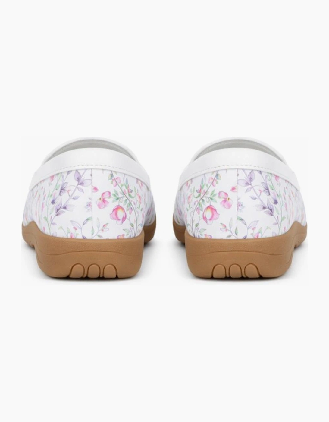 Ladies Buckle Loafers Floral White