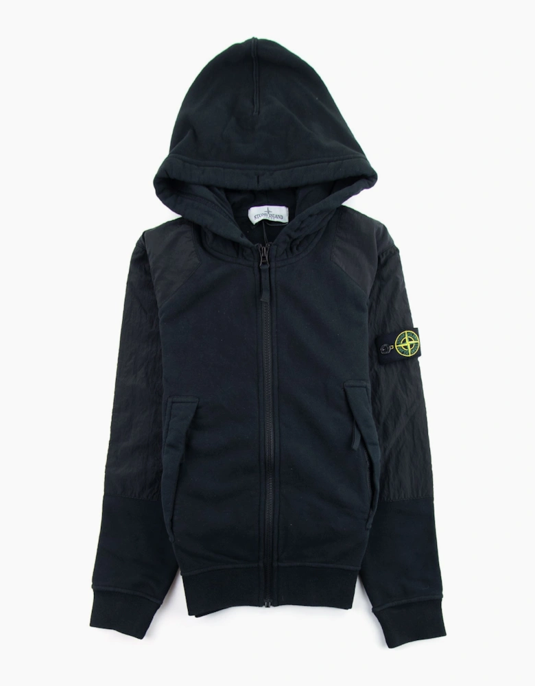 Stone Island Junior Nylon Shoulder Zip Sweatshirt Black V0029