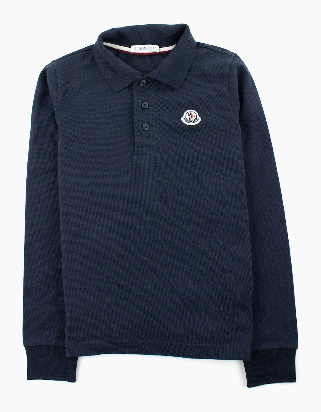 Moncler Junior Logo Collar Long Sleeve Sleeve Polo Navy, 4 of 3