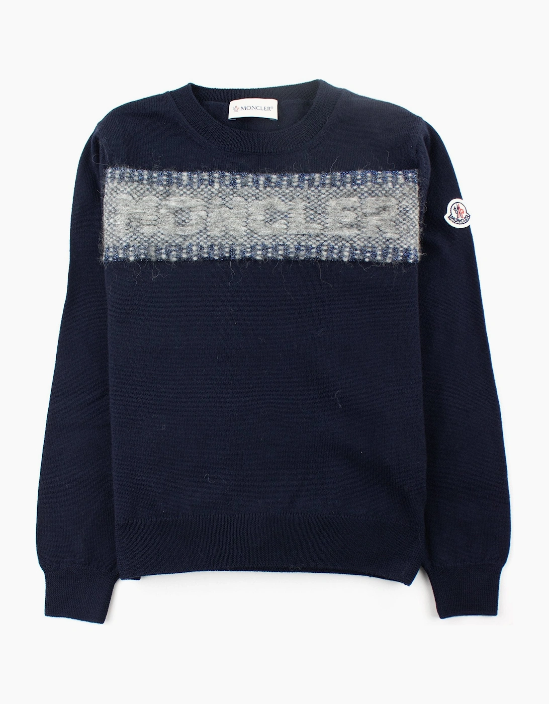 Moncler Junior Logo Knitted Sweatshirt Navy, 4 of 3