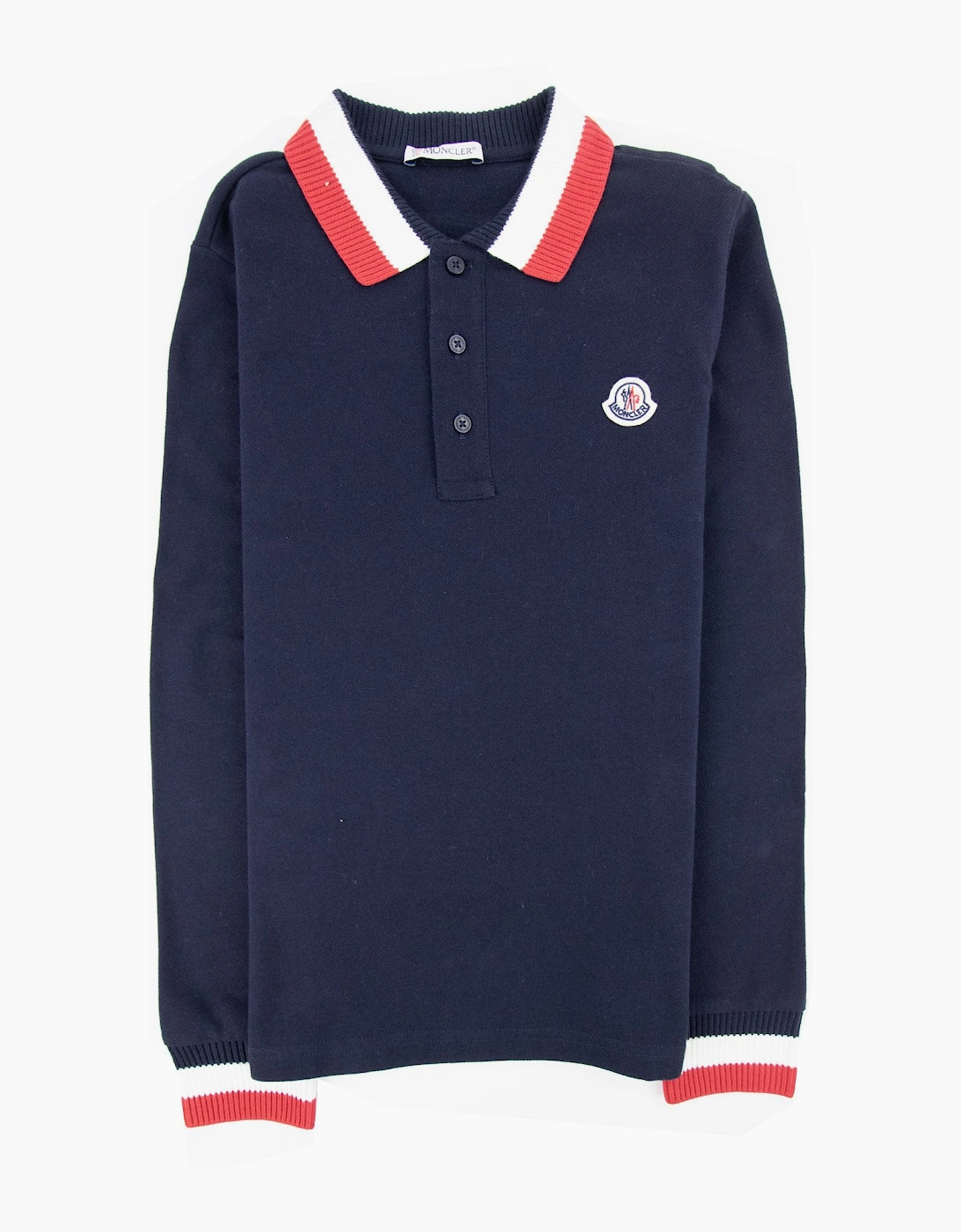 Moncler Junior Long Sleve Polo Shirt Navy 742