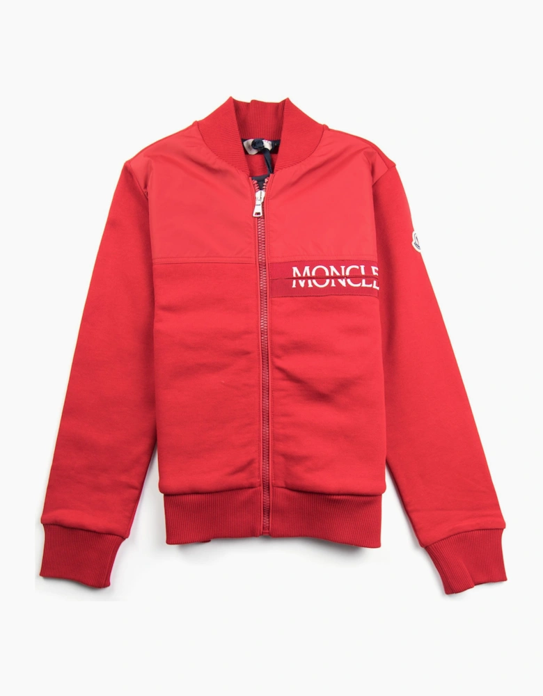 Moncler Junior Maglia Zip Up Cardigan Red