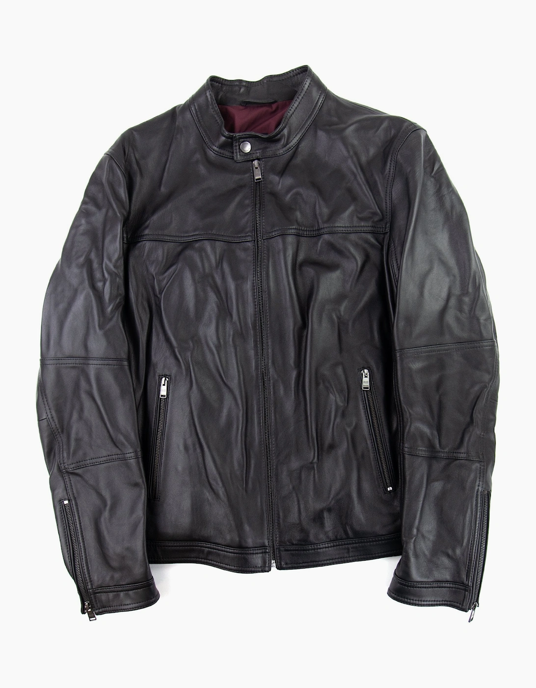 Hugo Boss Blouson Jacket In Nappa Leather Black