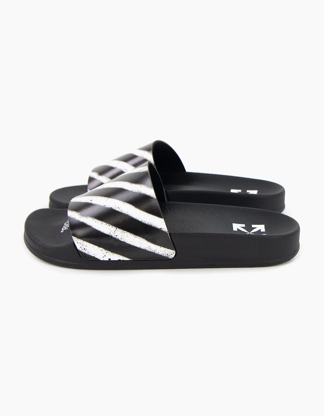 Off White Spray Stripes Sliders Black/white, 7 of 6