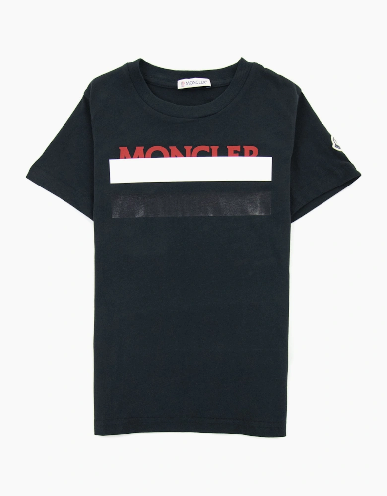 Moncler Junior Rubber Logo Maglia T Shirt Black