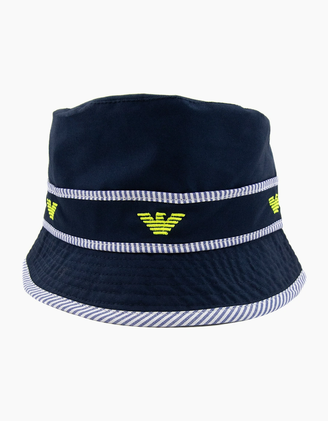 Armani Junior Eagle Logo Bucket Hat Navy Blue