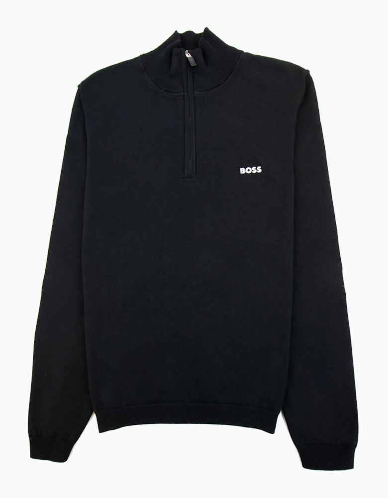 Hugo Boss Zallo Curved Logo Zip Sweater Black 001