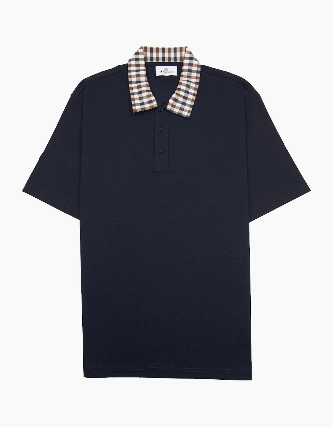 Aquascutum Supima Club Check Rib Polo Navy