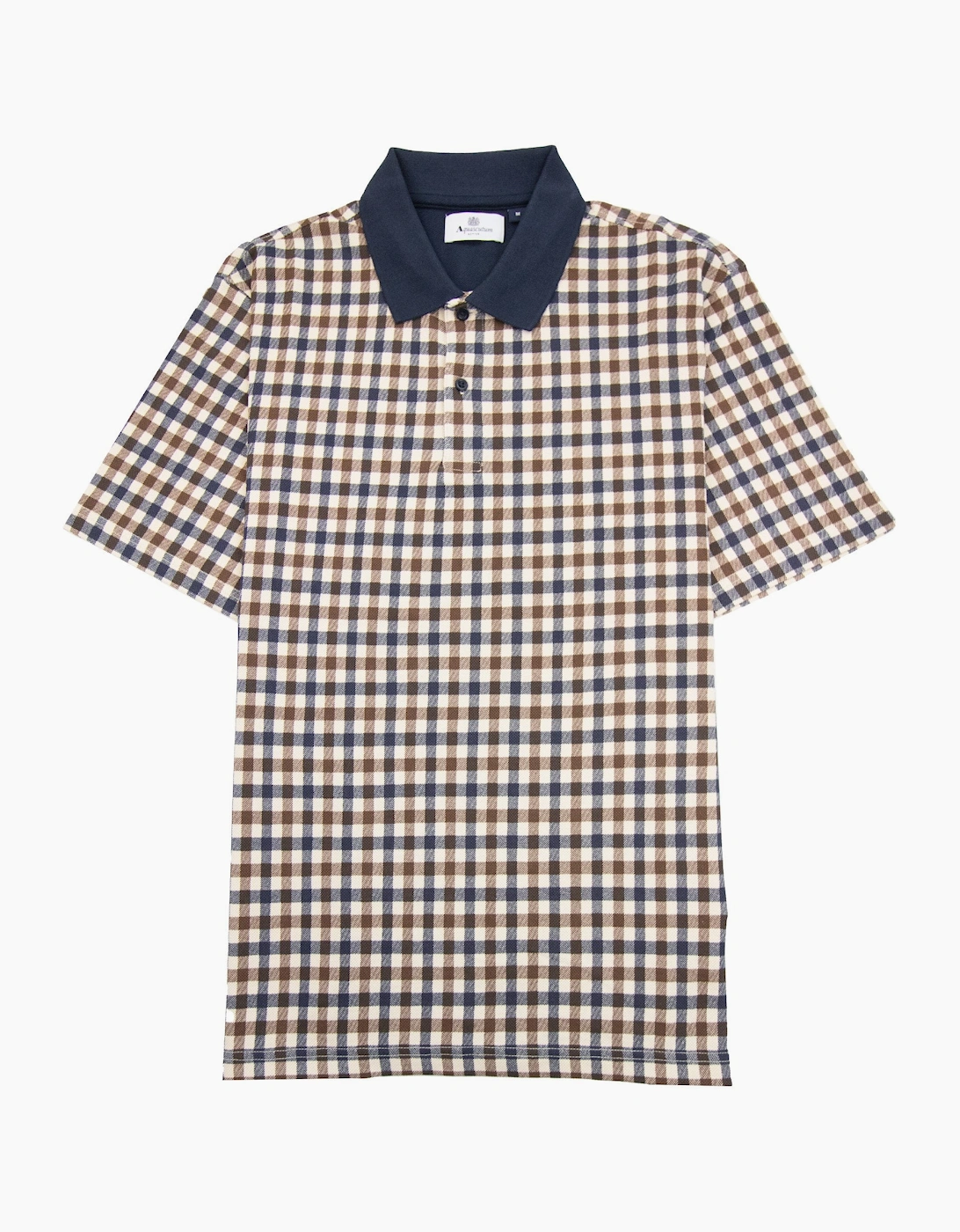 Aquascutum Active Club Check Pique Polo Navy
