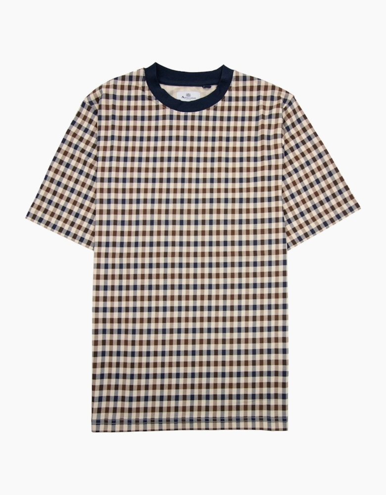 Aquascutum Active Club Check T Shirt Navy Trim