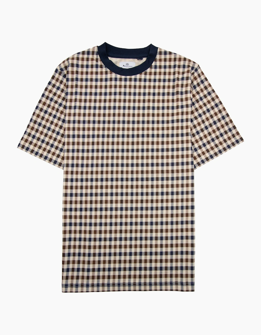 Aquascutum Active Club Check T Shirt Navy Trim, 4 of 3