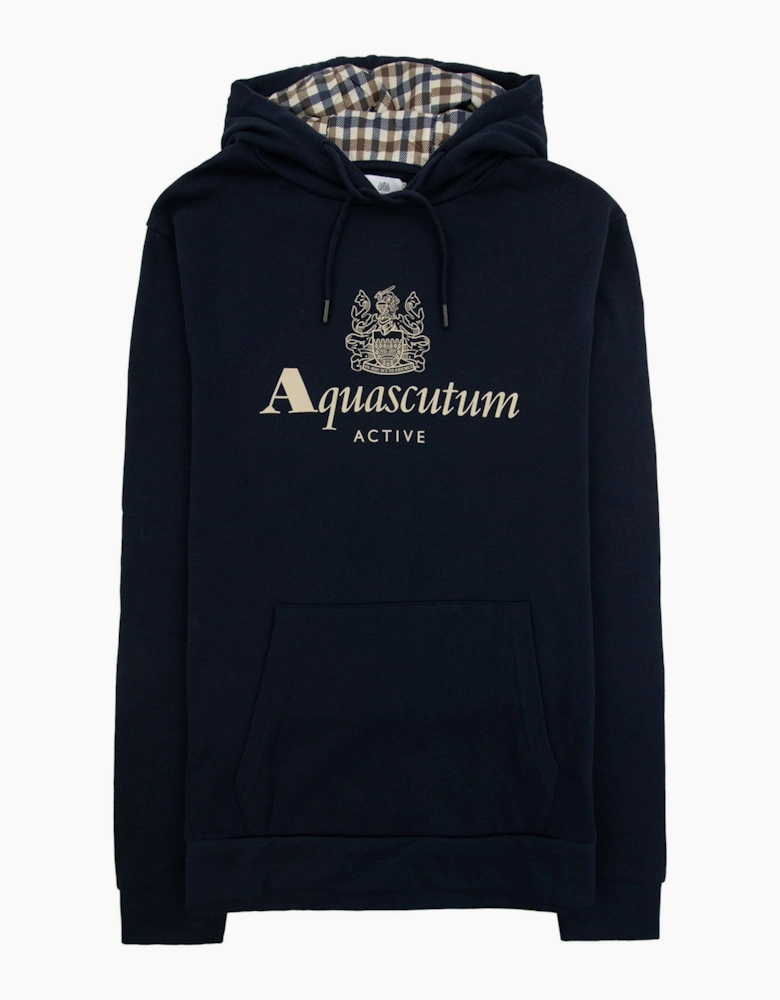 Aquascutum Active Big Logo Hoodie Navy