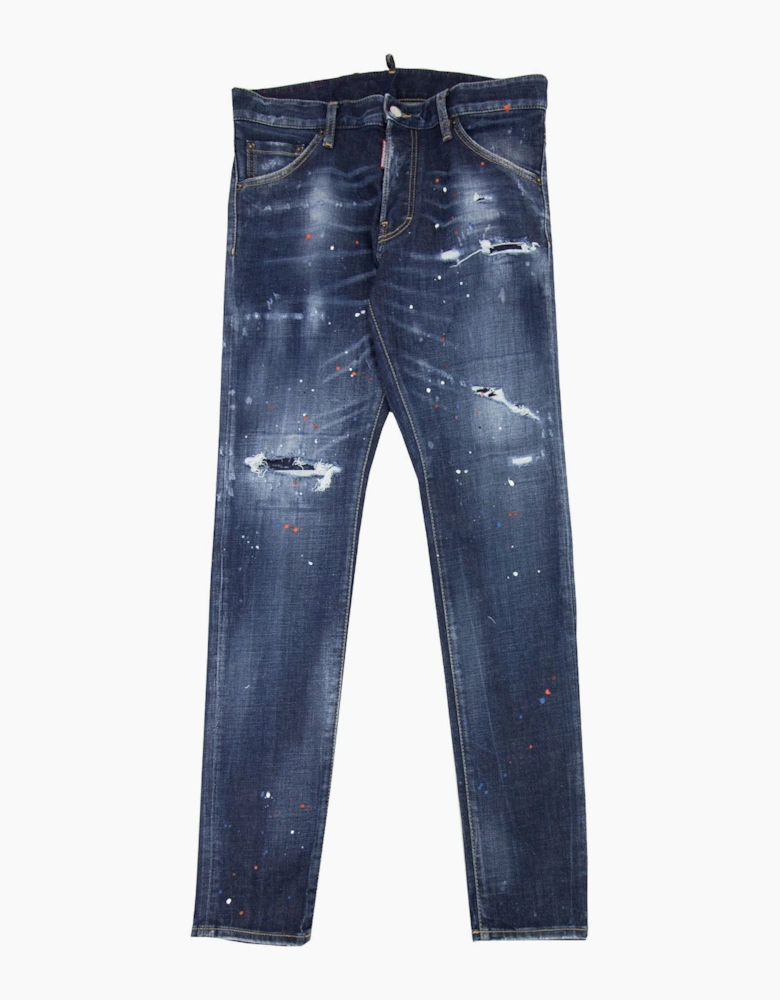 Dsquared2 Dark Ripped Red & Blue Spots Wash Cool Guy Jeans Denim 470