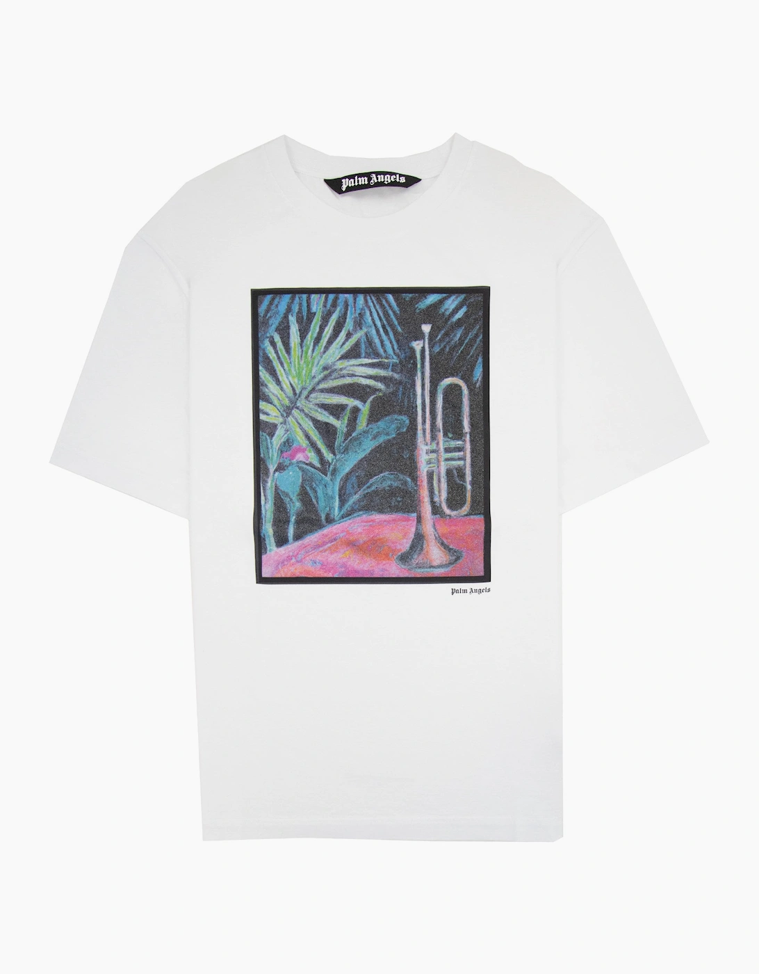 Palm Angels Oil On Canvas Regular Fit T Shirt White Multi