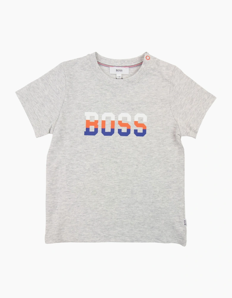 Hugo Boss Kids Contrast Logo Print T Shirt Grey