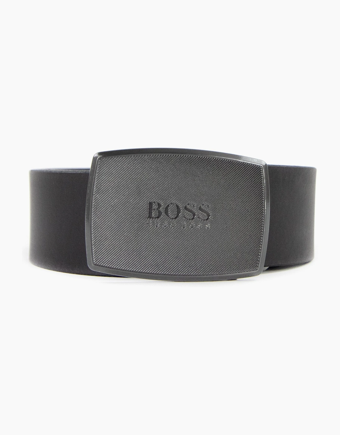 Hugo Boss Jensy Structured Plaque Buckle Belt Dark Brown