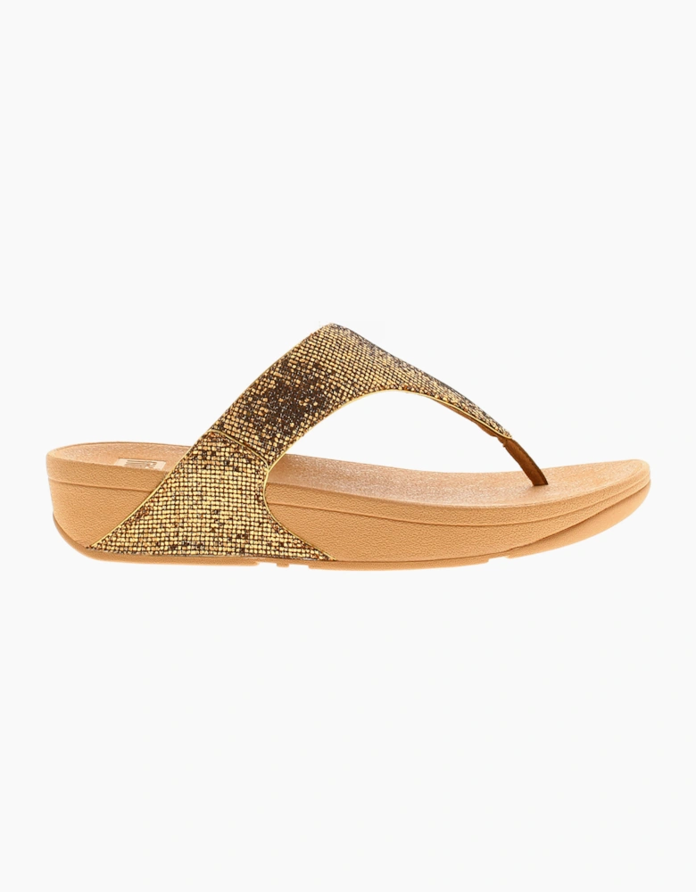 FitFlop Womens Flip Flops Lulu Glitterball Slip On old gold UK Size
