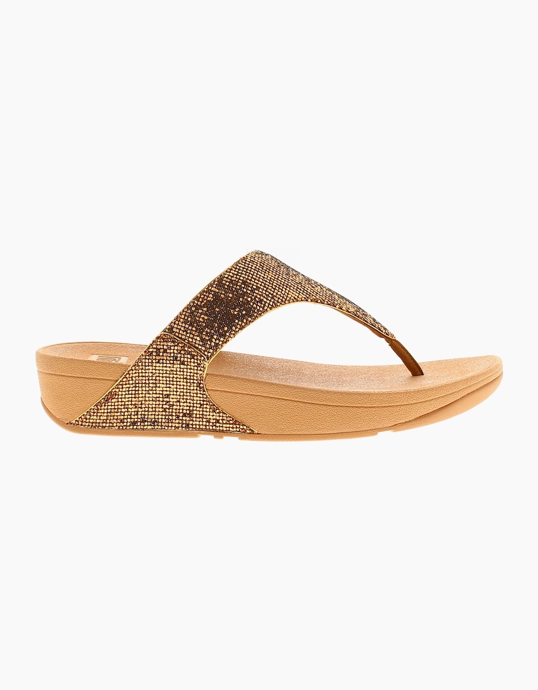 FitFlop Womens Flip Flops Lulu Glitterball Slip On old gold UK Size