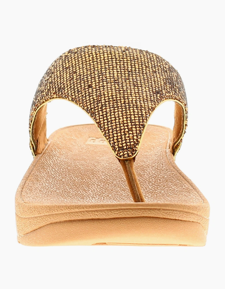 FitFlop Womens Flip Flops Lulu Glitterball Slip On old gold UK Size