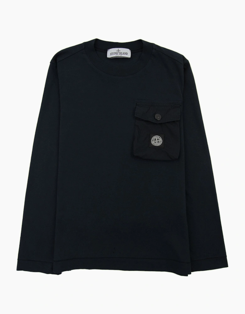 Stone Island Junior 20347 Pocket Logo Long Sleeve T Shirt Navy V0020