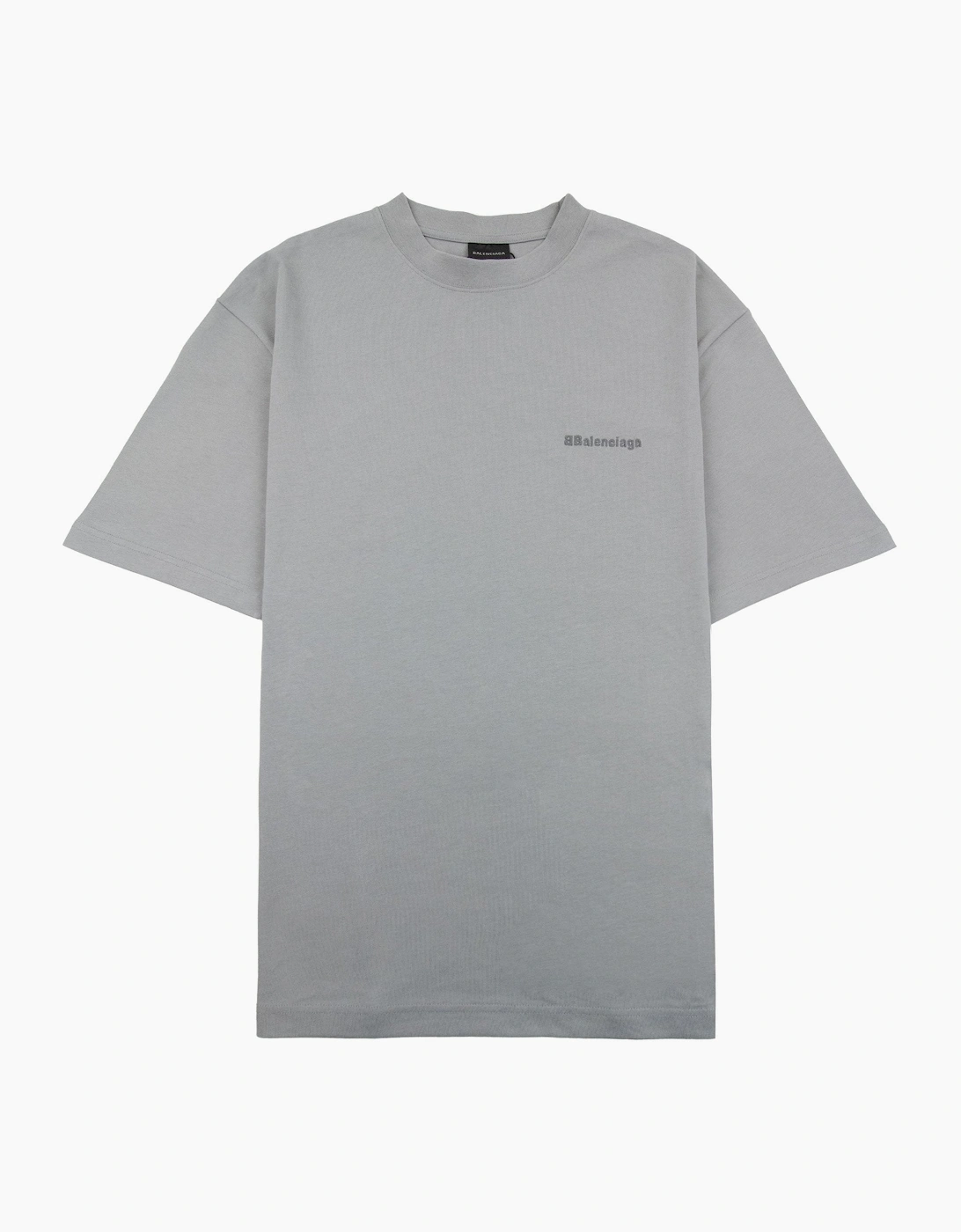 Balenciaga Bb Embroidered Chest Logo T-shirt Grey