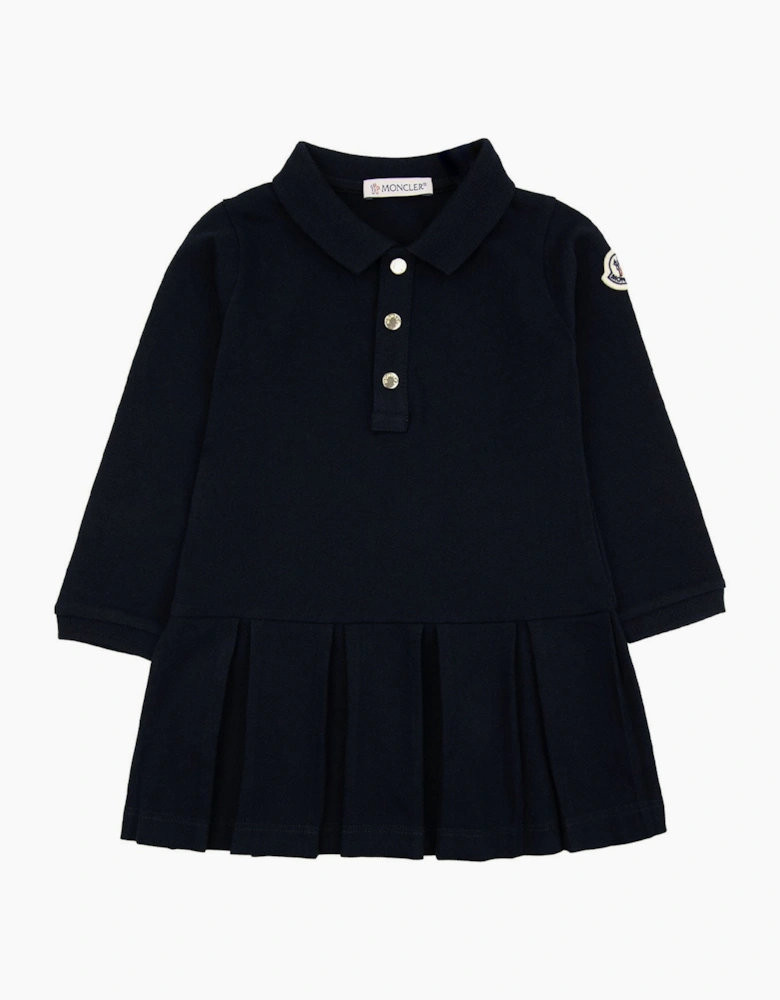 Moncler Junior Cotton Piquet Polo Dress Navy 778