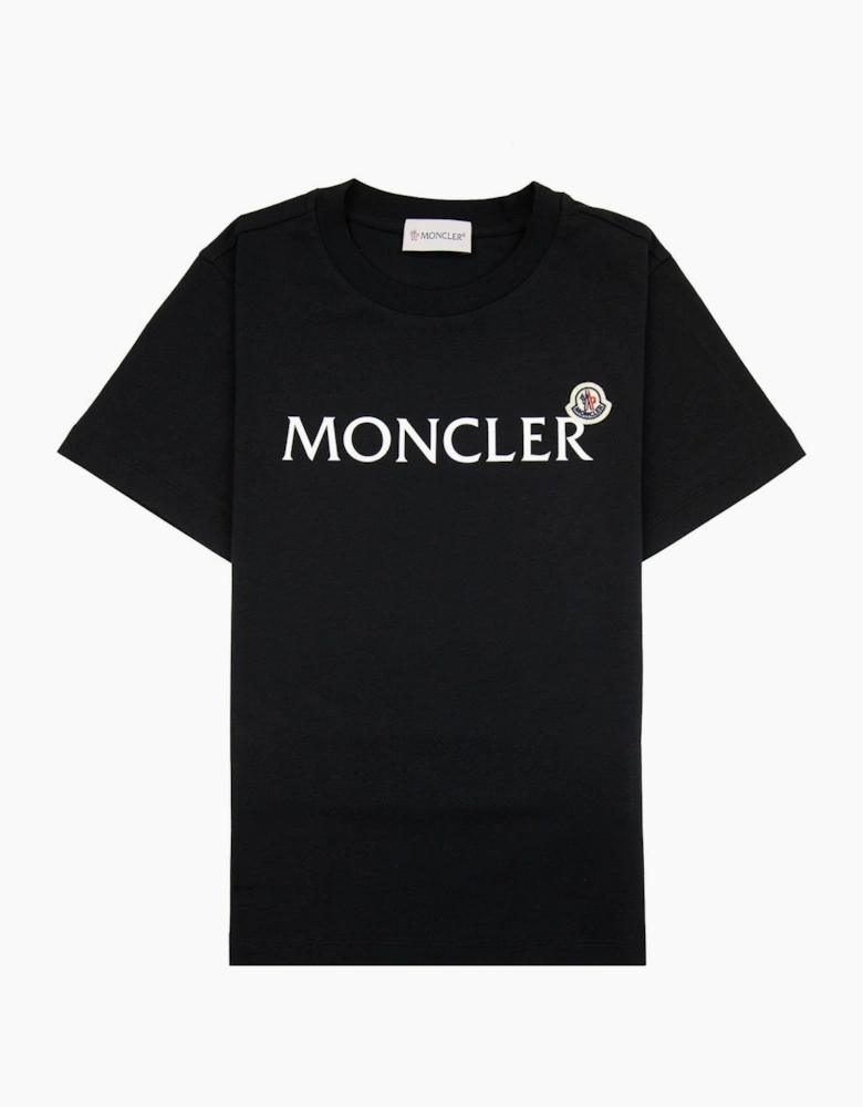 Moncler Junior Logo Cotton T-shirt Black 999
