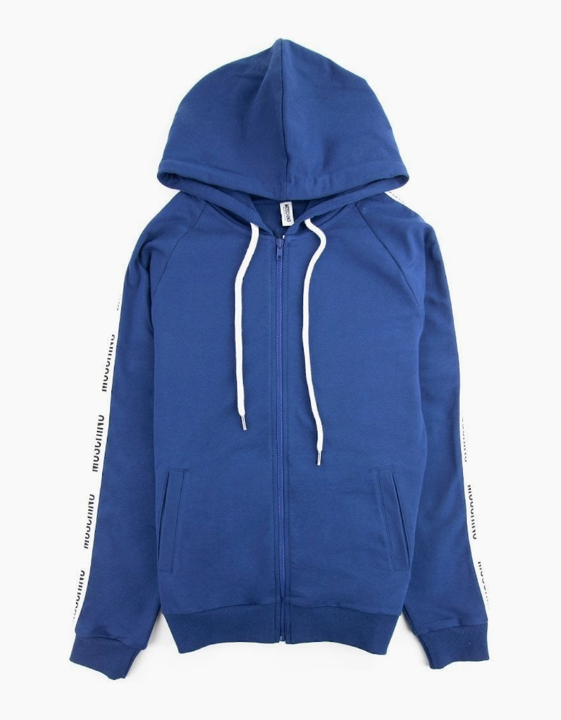 Moschino Underwear Arm Tape Logo Zip Up Hoody Blue, 3 of 2