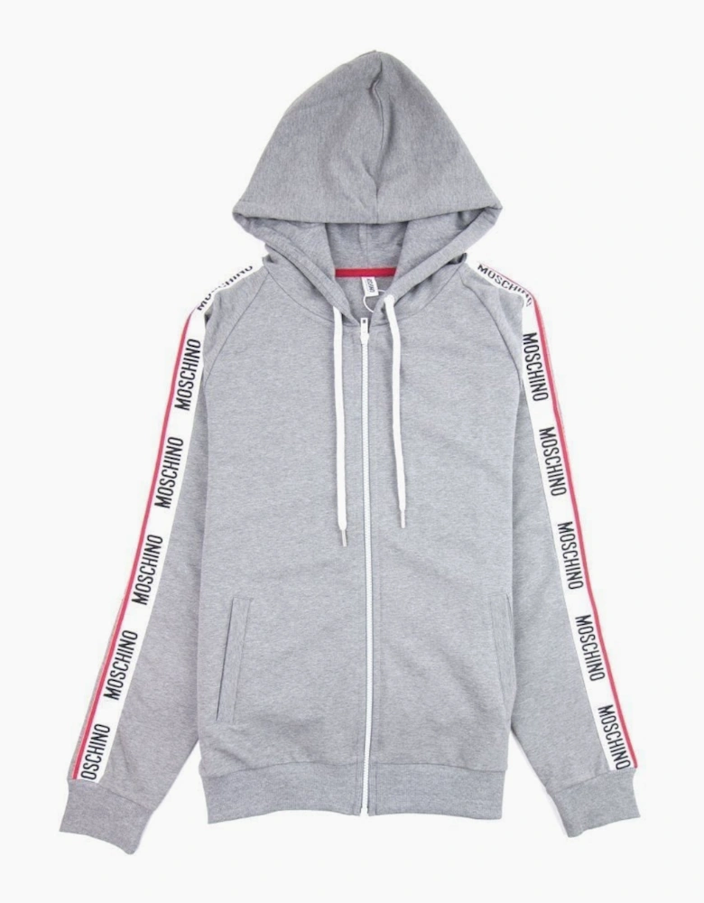 Moschino Underwear Arm Tape Logo Zip Up Hoody Dark Grey