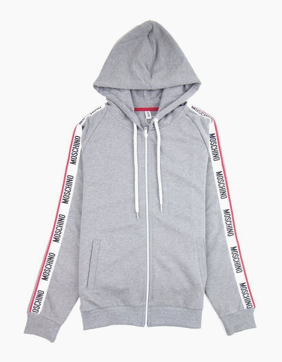 Moschino Underwear Arm Tape Logo Zip Up Hoody Dark Grey