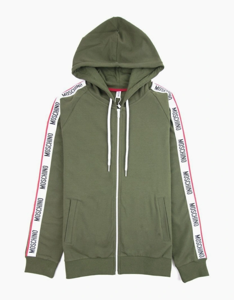 Moschino Underwear Arm Tape Logo Zip Up Hoody Khaki