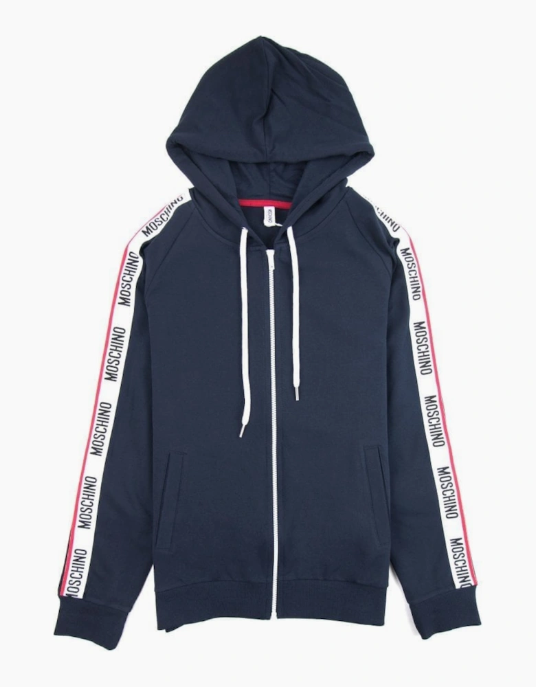Moschino Underwear Arm Tape Logo Zip Up Hoody Dark Navy