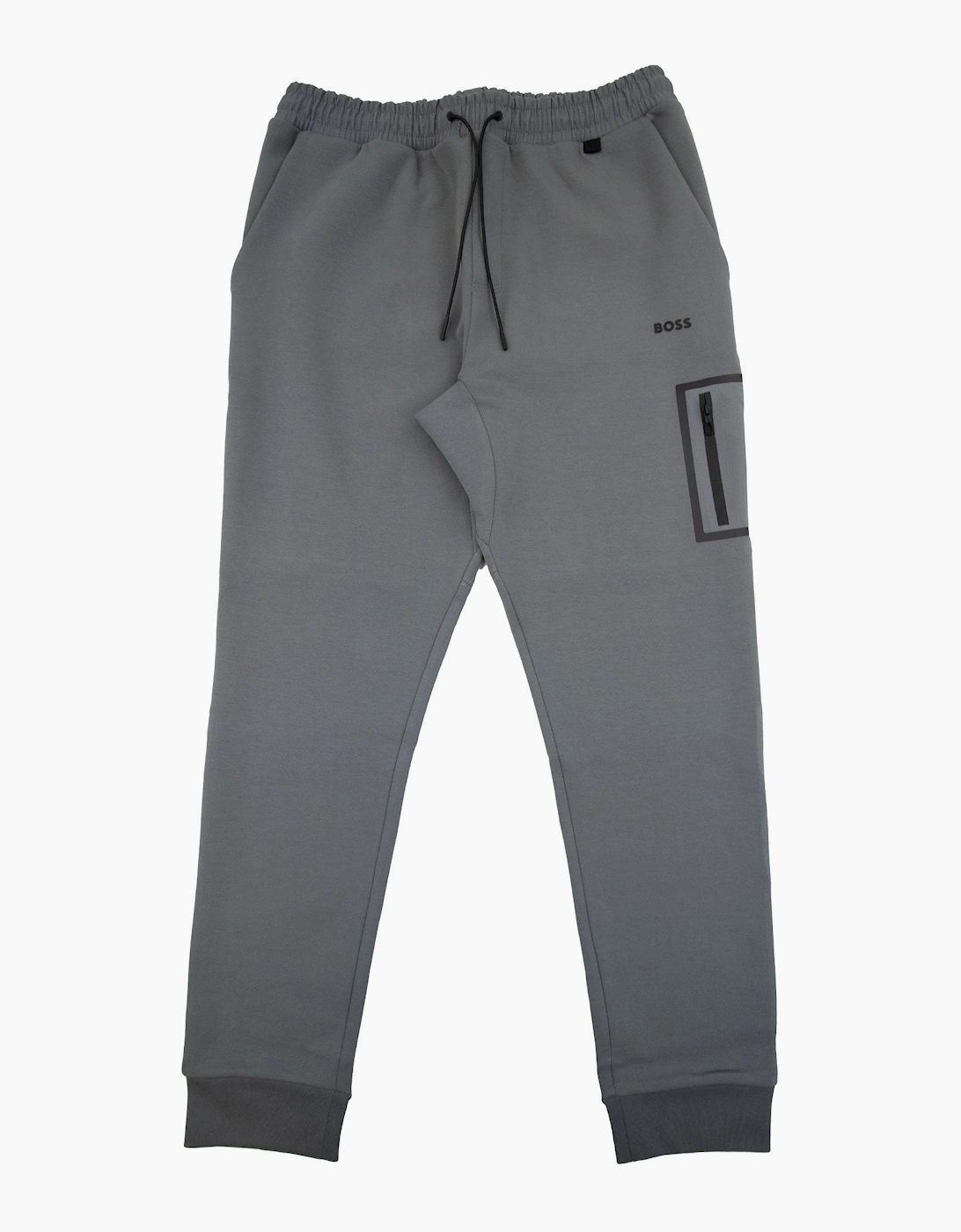 Hugo Boss Hariq Cotton-blend Tracksuit Bottoms With Decorative Reflective Logo Dark Grey