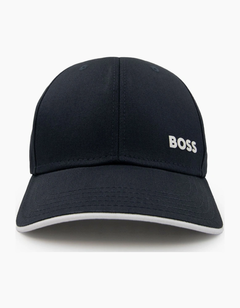 Hugo Boss Logo-print Cap In Cotton Twill Navy 402