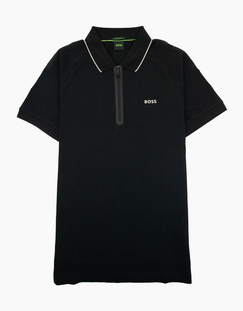 Hugo Boss Philix Structured-cotton Polo Shirt With Contrast Logo Black 001