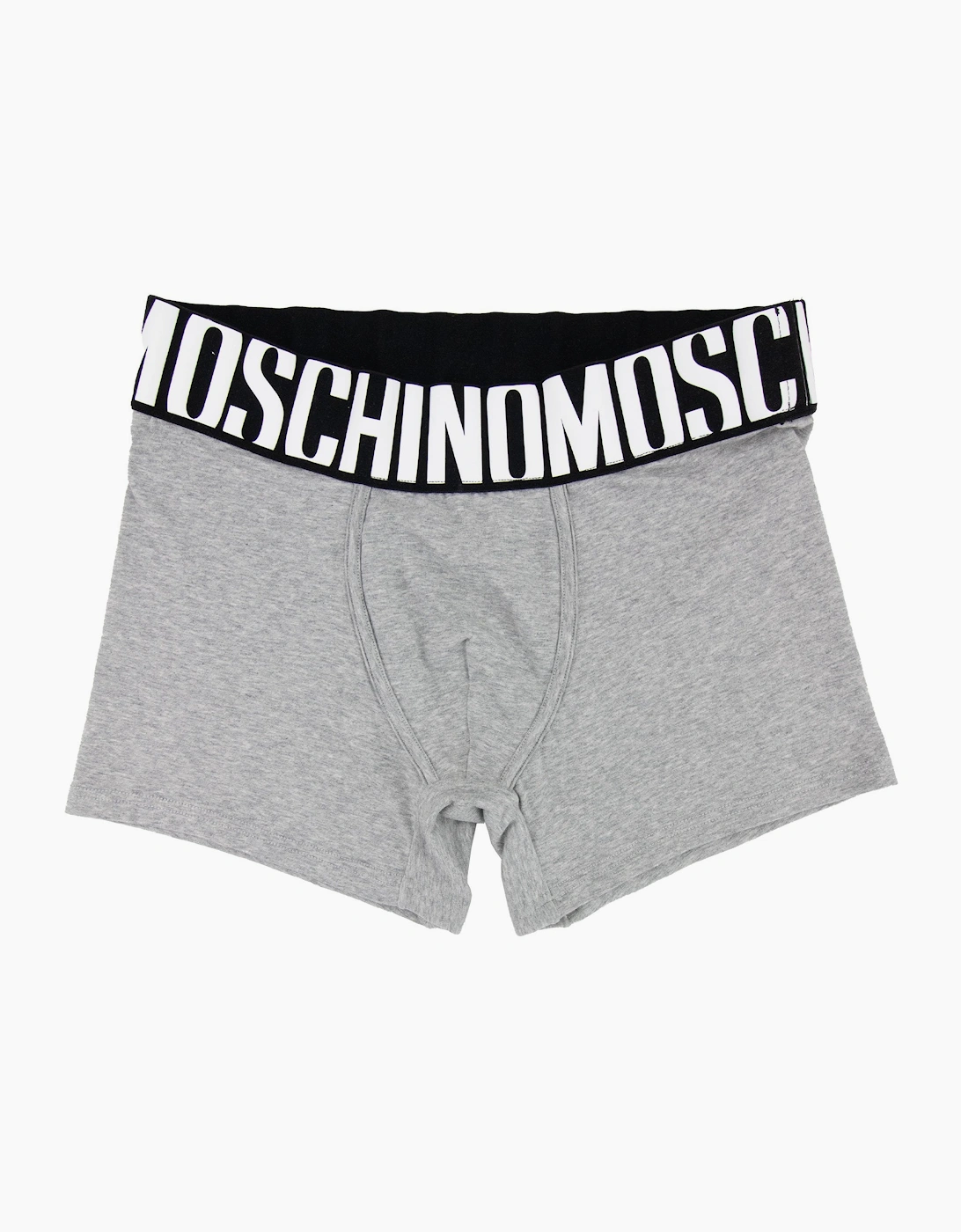 Moschino Underwear Logo Print Stretch Cotton Trunks Grey