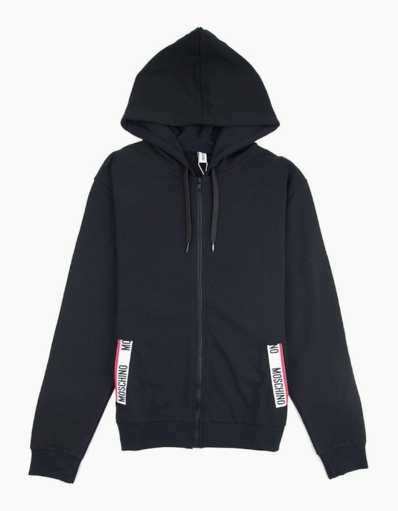 Moschino Underwear Pocket Tape Logo Hoody Black