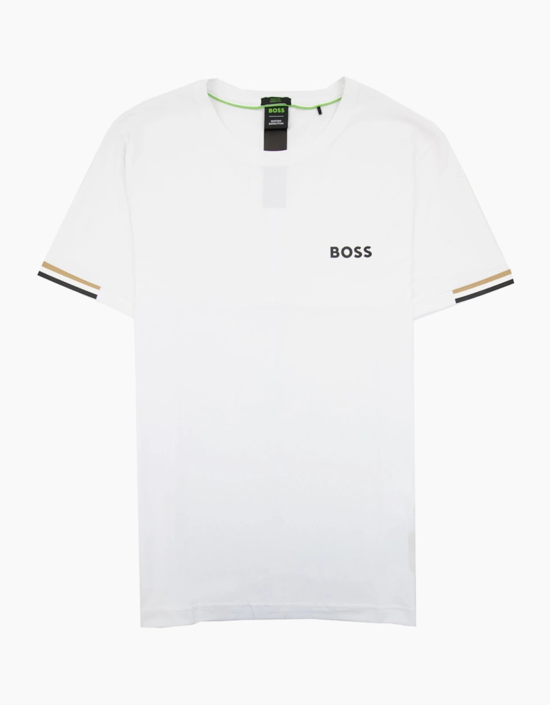 Hugo Boss Boss X Matteo Berrettini Waffle-fabric T-shirt With Signature-stripe Artwork White 100