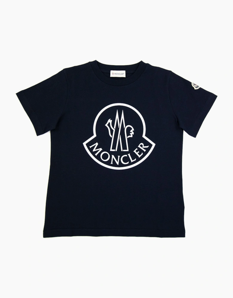 Moncler Junior Logo T Shirt Night Blue 778