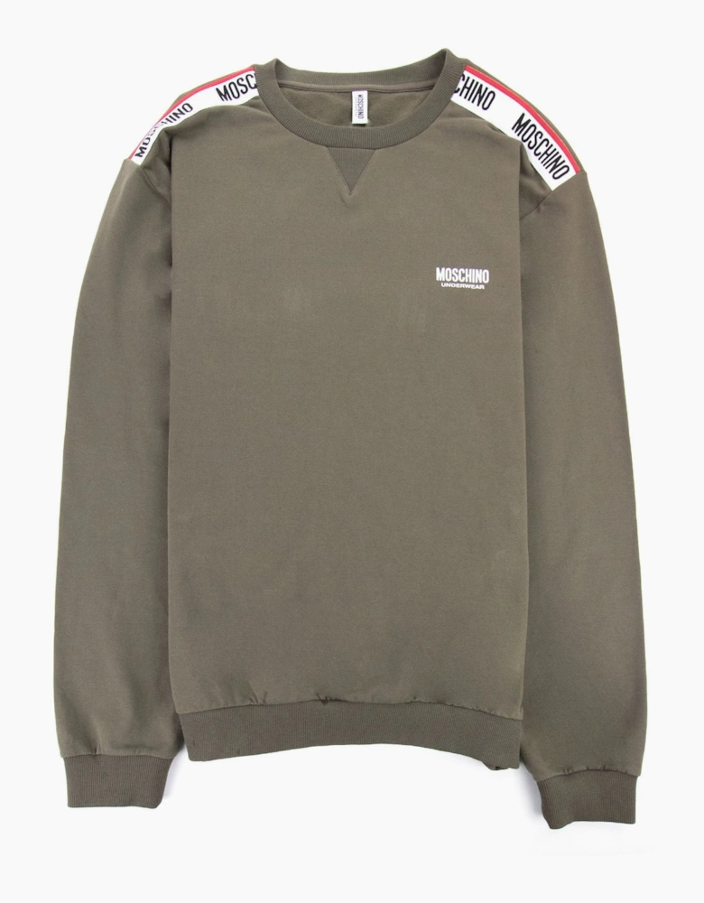Moschino Underwear Shoulder Tape Crew Neck Sweatshirt Khaki
