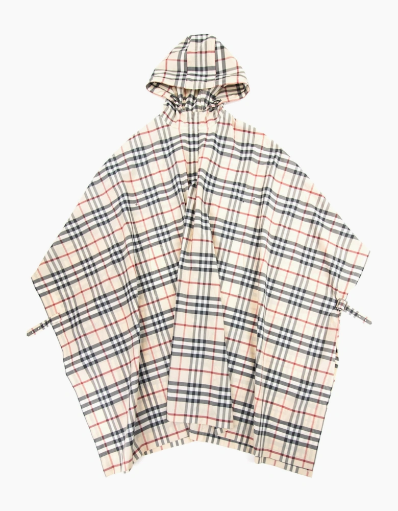 Burberry Woman Check Hoodied Poncho Camel