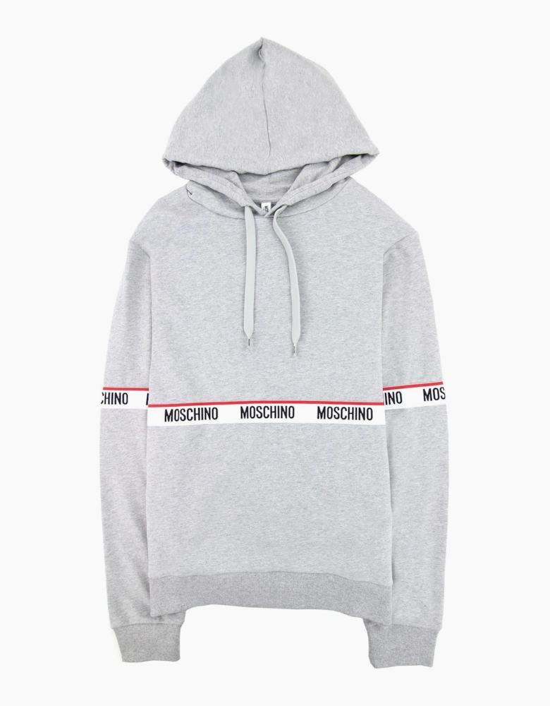Moschino Underwear Tape Logo Lounge Hooded Sweatshirt Grey 0489